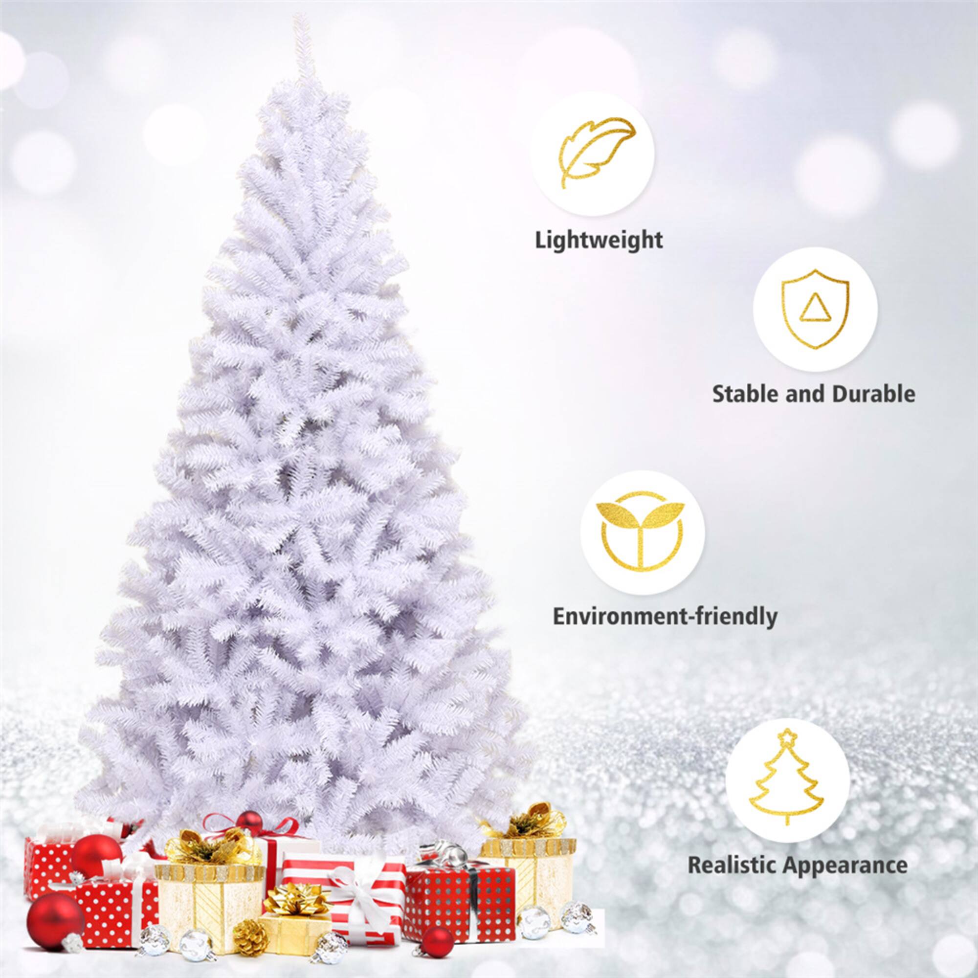 Costway 6ft. Unlit Hinged Pine Artificial Christmas Tree